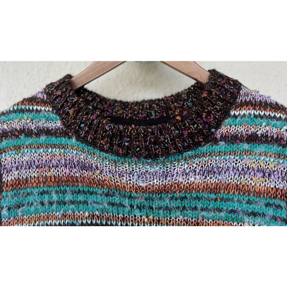 Maeve Anthropologie Flecked Metallic Striped Knit Sweater Vest Boho Retro Groovy - Picture 4 of 8